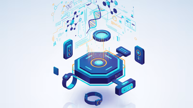 CES 2026에서 시연 중인 미래형 호르몬 분석 기기와 디지털 데이터 시각화 화면