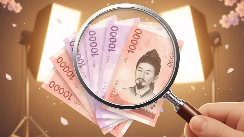 차은우 탈세 의혹과 관련된 법적 상징물과 화폐 이미지