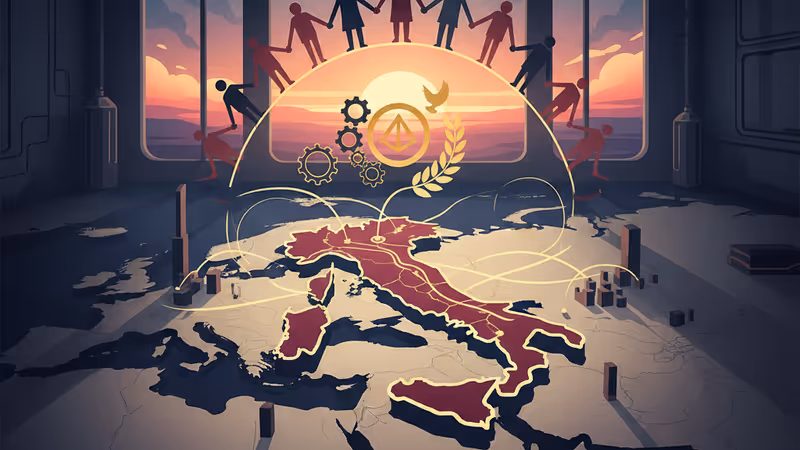 Digital map showing financial trails from Italy to the Middle East