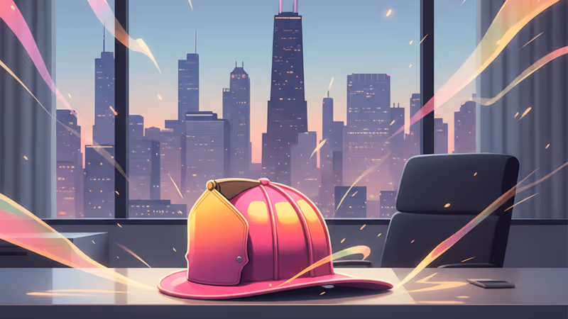 シカゴ・ファイアの消防署長服を着たダーモット・マローニー