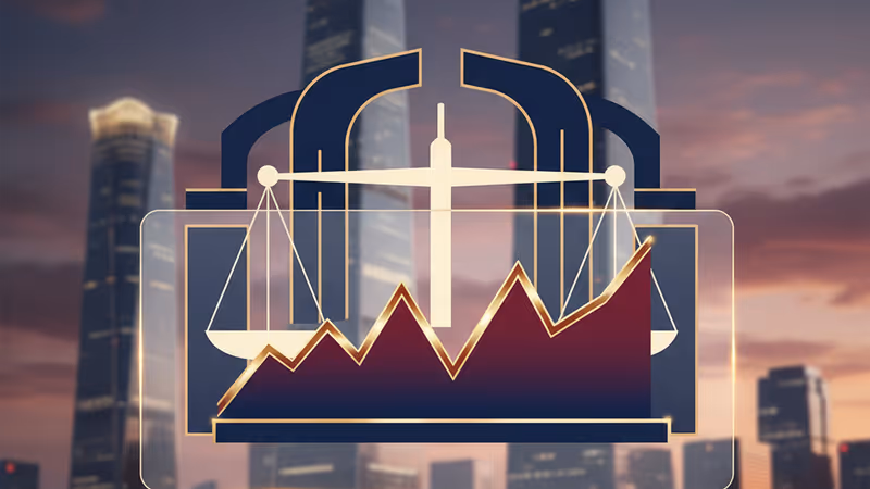 중국 베이징 금융지구 건물을 배경으로 한 경제 지표