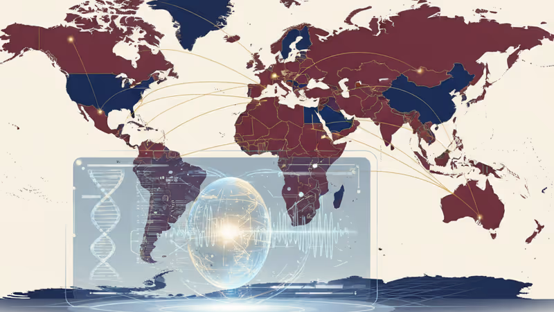 AIを活用した創薬イメージと米中のデジタル競争