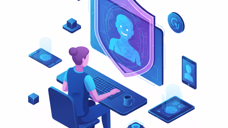 デジタルな盾がAIと人間の感情的な繋がりを守るイメージ図