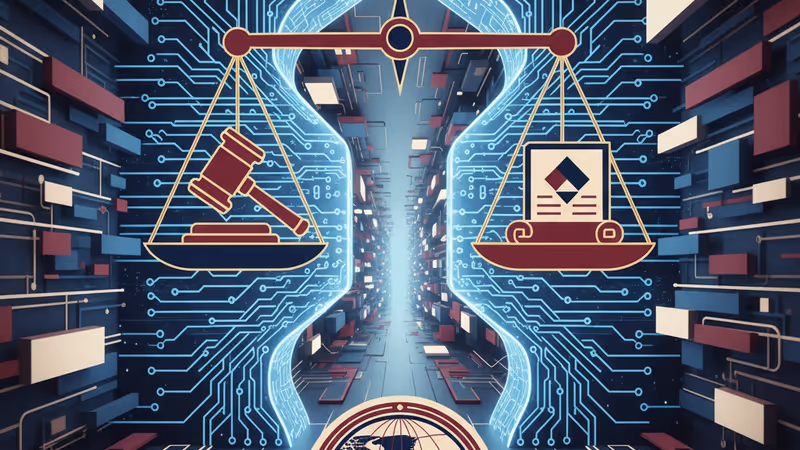 Futuristic digital gateway with circuit patterns representing open source AI