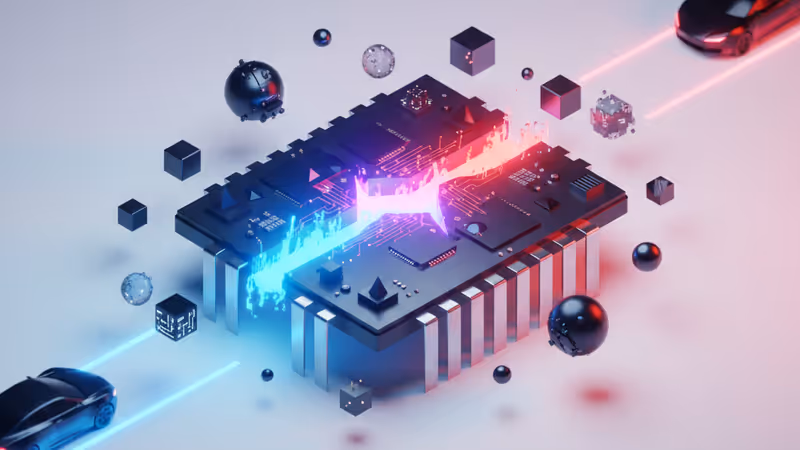 A semiconductor chip set against a background of Dutch and Chinese flags.