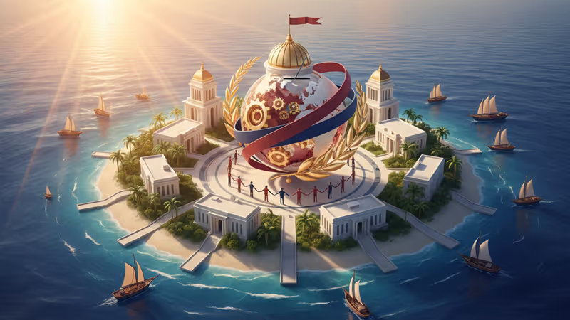 남중국해 분쟁 지역에 건설된 중국 행정 시설 전경