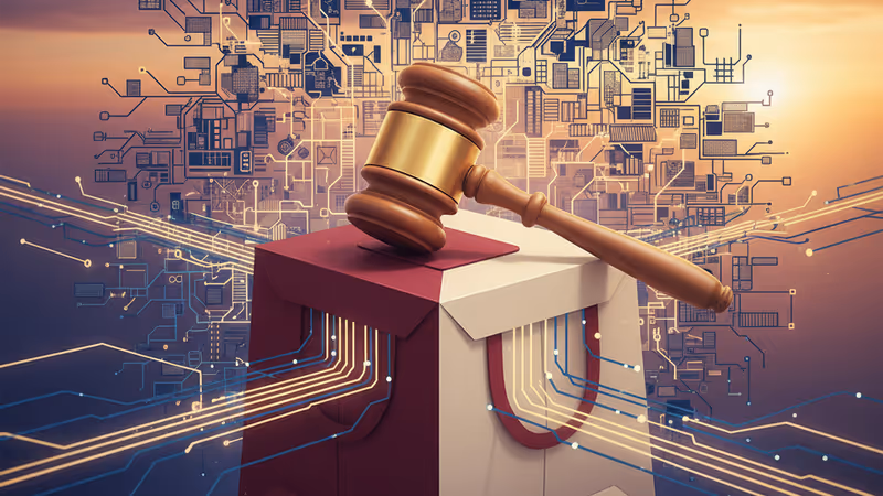 Composite image of a delivery rider and the official seal of China's State Council