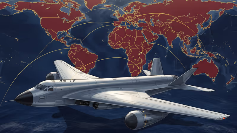 남중국해 상공을 비행하는 중국 인민해방군의 H-6J 폭격기