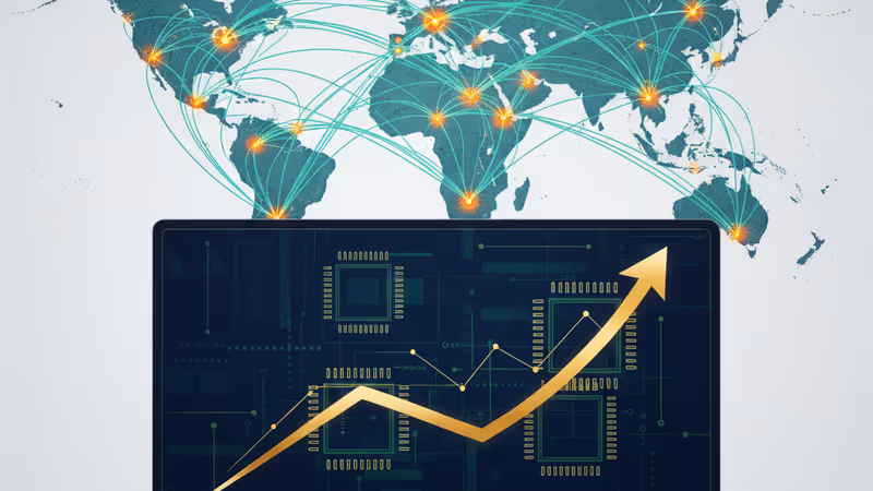 中國股市數據線條與科技創新元素的結合圖