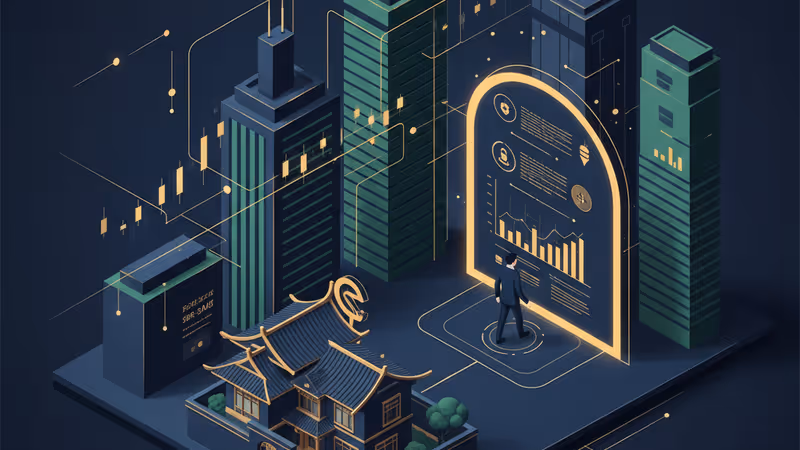 崩れゆく都市のシルエットと砂時計のイメージ