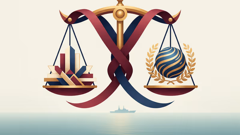 Silhouette of a coast guard vessel on a misty ocean