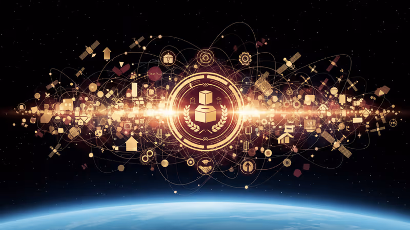 宇宙空間で衝突しそうになるStarlink衛星と地球の全景