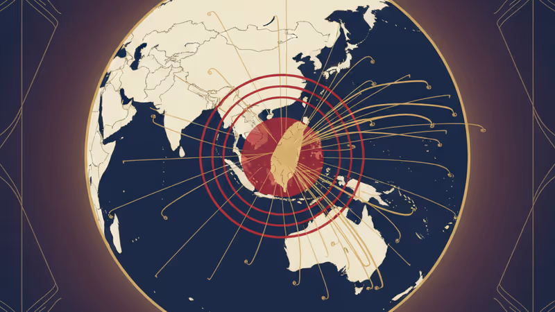 中國軍隊在台灣周邊海域進行實彈演習的軍艦剪影