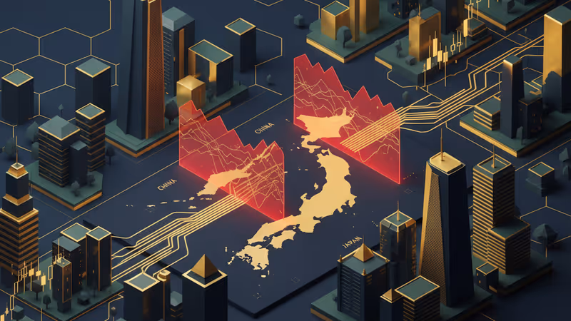 안개 낀 항구에서 쇠사슬에 묶인 전략물자 컨테이너