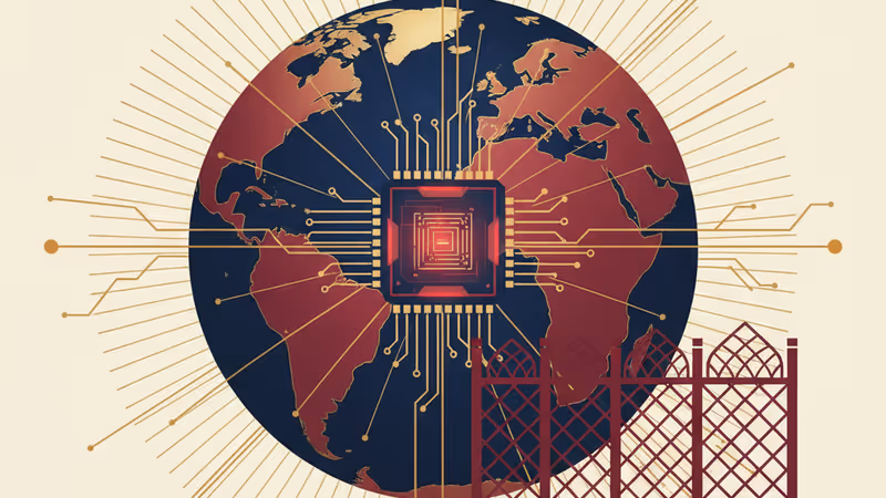 停泊在港口的貨輪與象徵貿易管制的示意圖