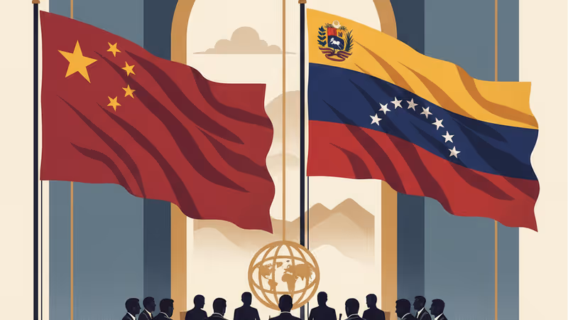 중국 대사와 베네수엘라 임시 대통령의 회동 장면