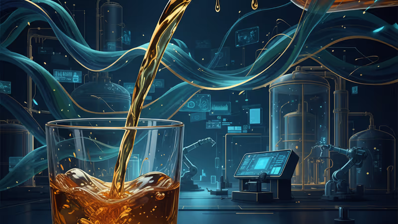 Interior of a modern whisky distillery in China with copper stills