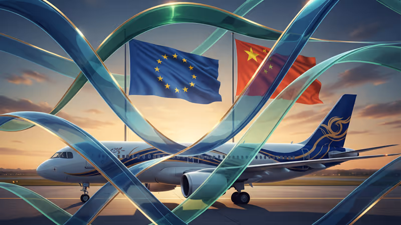 상하이 상공을 비행하는 중국 COMAC C919 여객기의 모습