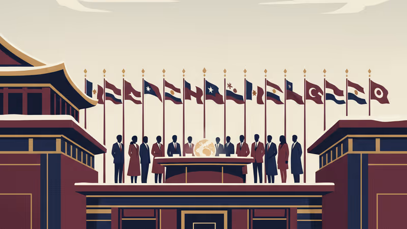 Government buildings in Beijing under a cold winter sky