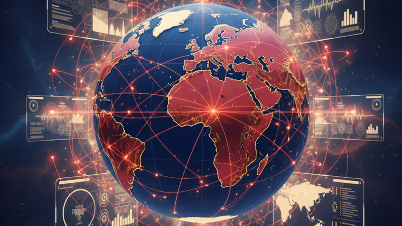 Digital map visualizing global information networks