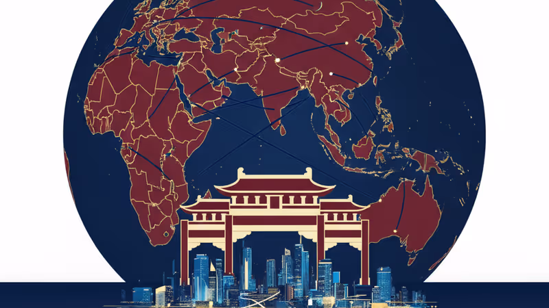 Illustration symbolizing China's power through history and modernity