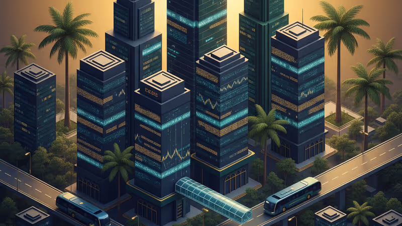 자카르타 시내를 주행하는 현대적인 전기 버스 전경