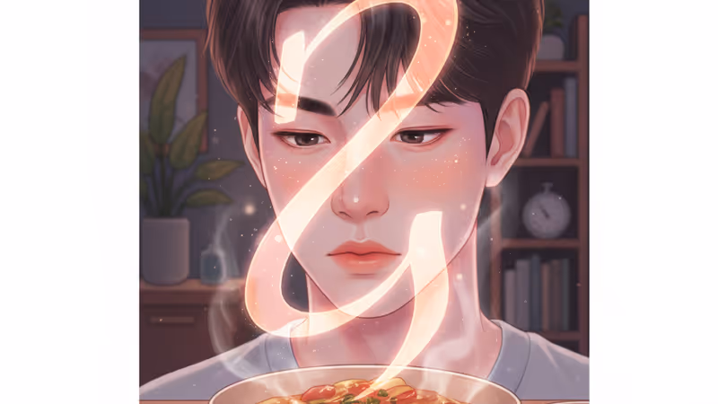 영화 넘버원의 주인공 최우식이 식탁 앞에서 생각에 잠긴 모습