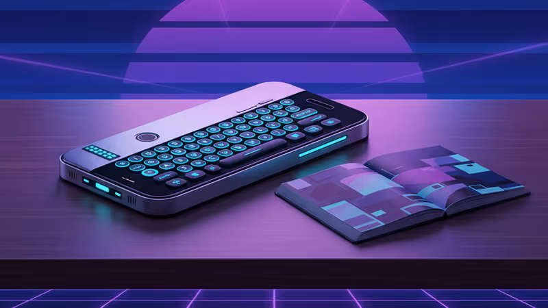 物理キーボードと通知用ライトを搭載したClicks Communicatorの外観