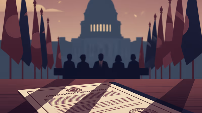 議会調査の空席の証言台を照らすスポットライト