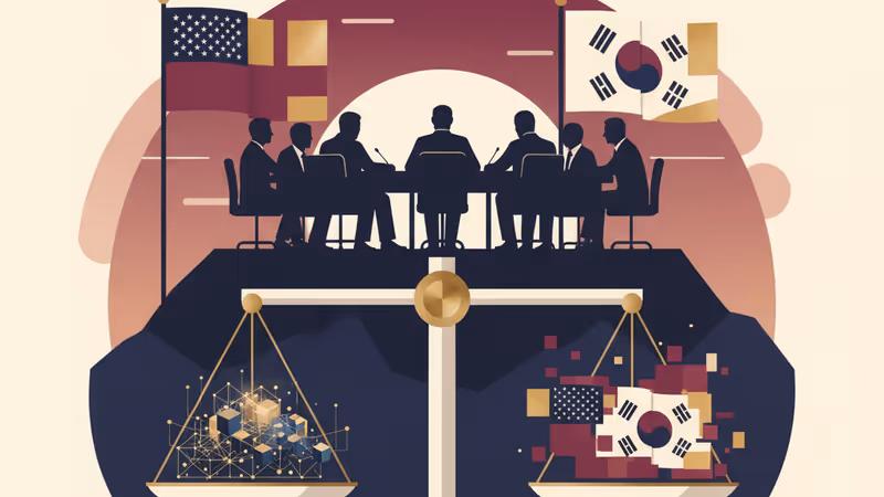 한국 법무부와 쿠팡 로고가 겹쳐진 법정 이미지