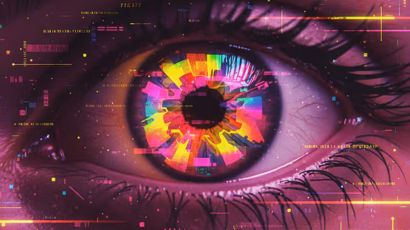 기괴한 이미지가 떠 있는 스마트폰을 바라보는 어두운 분위기