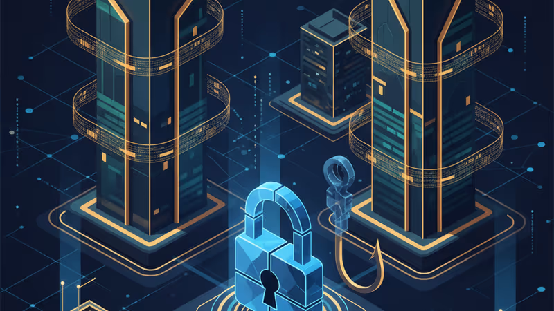 가상자산 보안과 피싱 공격을 상징하는 디지털 자물쇠 이미지