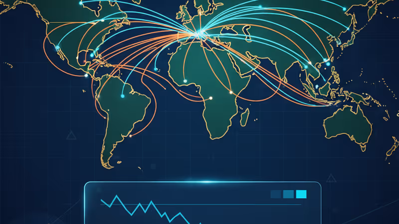 展示加密貨幣市場連動特徵的數位節點抽象圖像