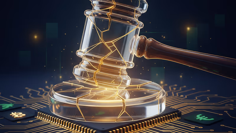 가상자산 회로 기판 위에 놓인 금이 간 법봉