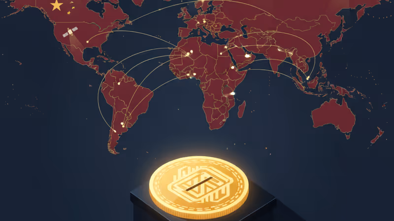 虛擬貨幣符號盤旋在投票選票上方的暗色調示意圖