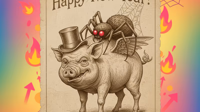 1900년대 초반의 기괴한 빈티지 새해 카드 모음