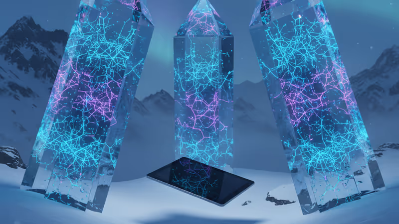 Abstract visualization of AI lab leaders in conflict at Davos