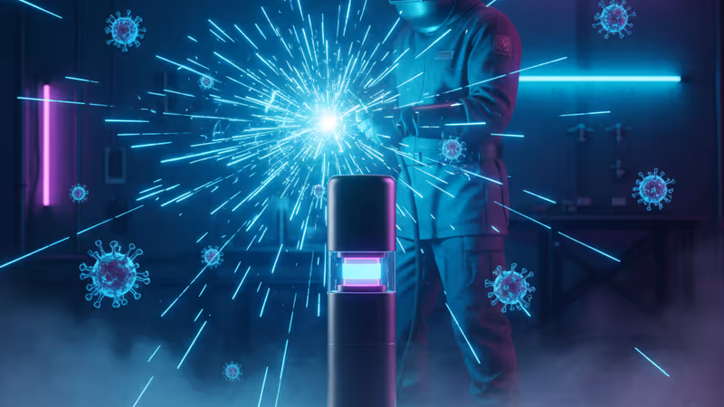 溶接作業の火花と細菌のイメージ