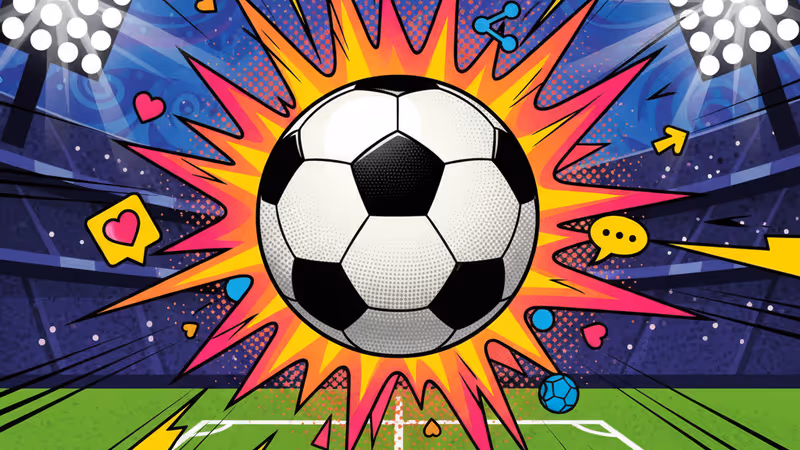 A close-up of a football on a Premier League pitch under bright lights