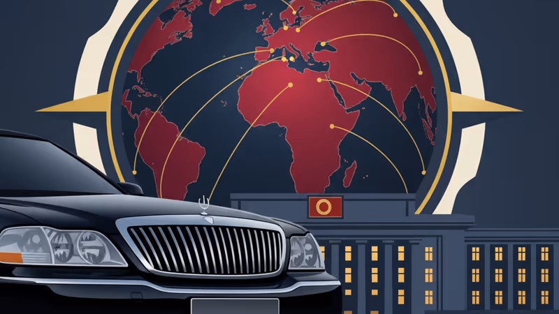 A North Korean official vehicle with the 7·27 0002 license plate