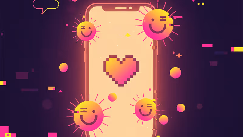 手機螢幕上顯示著溫馨的正能量新聞內容