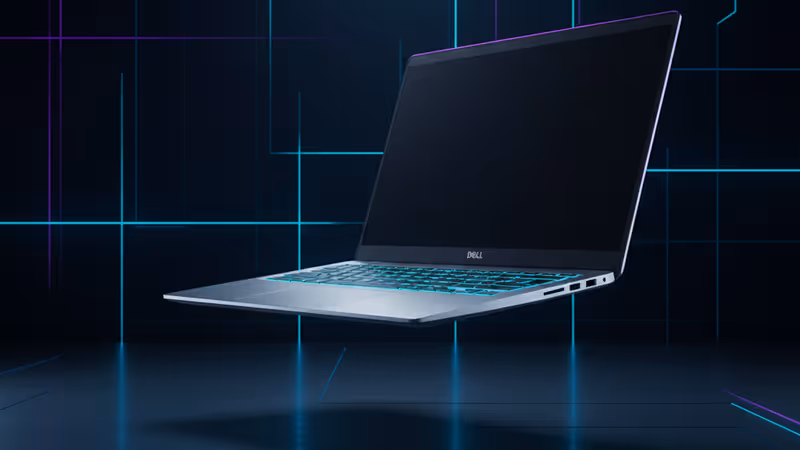 Side view of the sleek Dell XPS laptop design