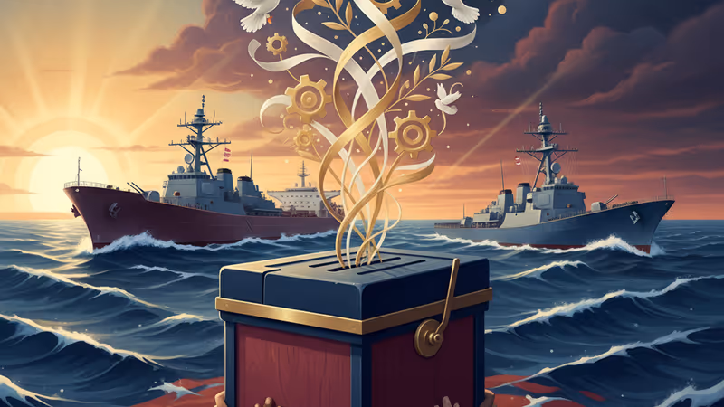 U.S. Navy seizing a Russian-flagged tanker in the North Atlantic