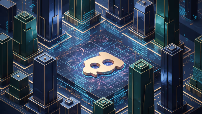 Discordのロゴと株価チャートが重なるイメージ