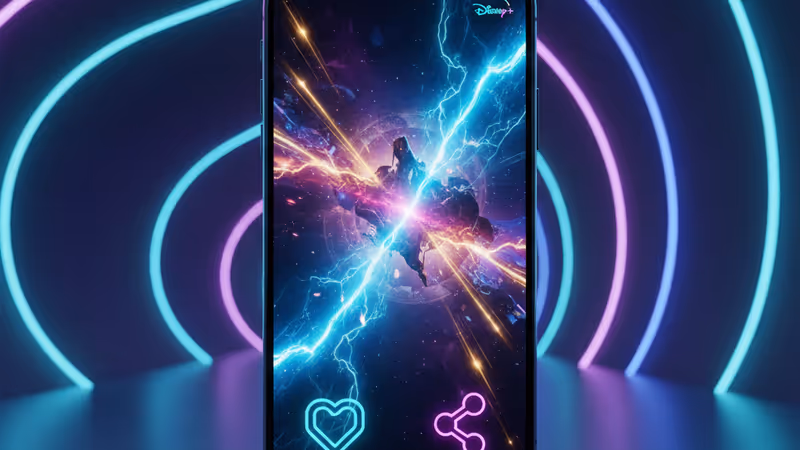 디즈니 캐릭터 숏폼 영상이 재생되고 있는 스마트폰 화면