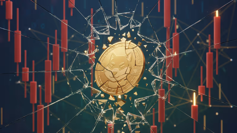 도지코인이 하락하며 유리 지지선이 깨지는 모습