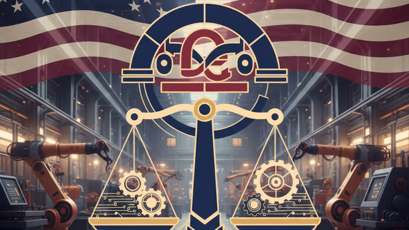 미국 내 제조업을 강조하는 웨더텍 공장 전경과 규제 당국의 결합 이미지