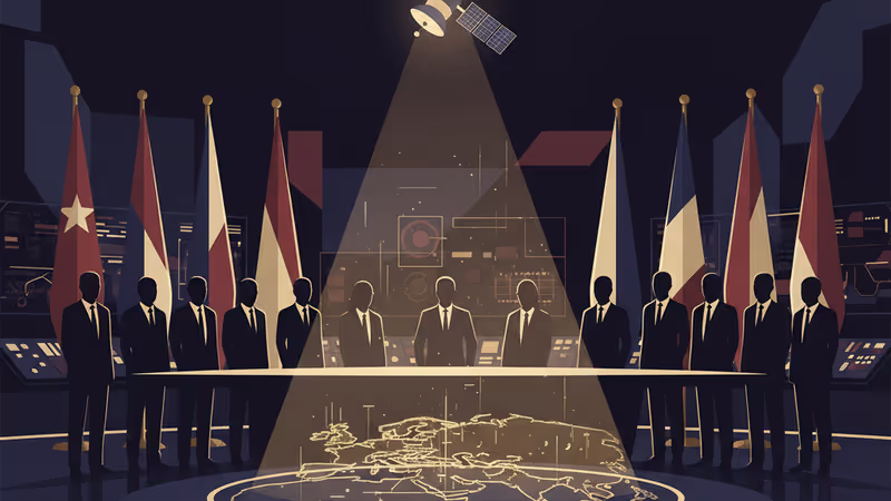 Satellite technology imagery symbolizing global connectivity over the Middle East