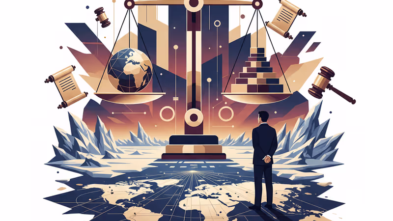 그린란드와 북극권의 전략적 위치를 보여주는 디지털 지도 전경