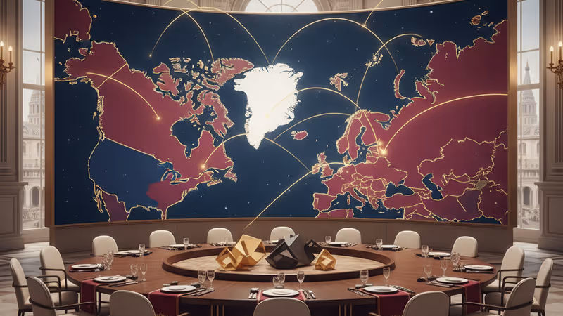 歐洲領袖與川普收購格陵蘭議題的對立示意圖